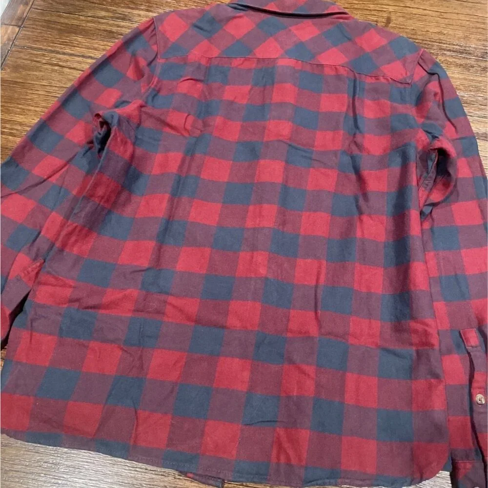 North Face Flannel Shirt Mens M Blue Red Buffalo Plaid Camping Outdoor Gorpcore